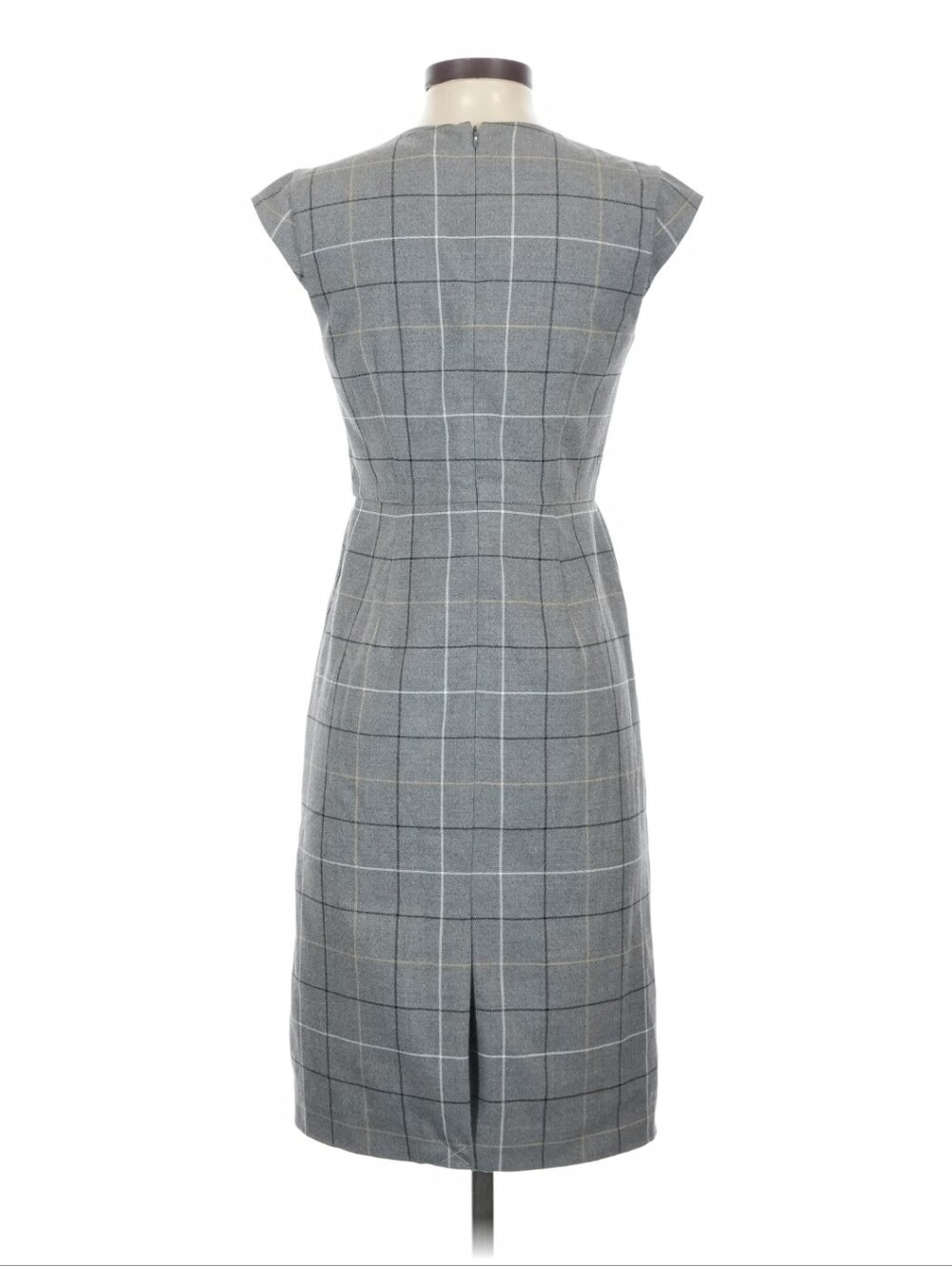 NWT Ann Taylor Grey Plaid V-Neck Midi Sheath Dress - Picture 2 of 2